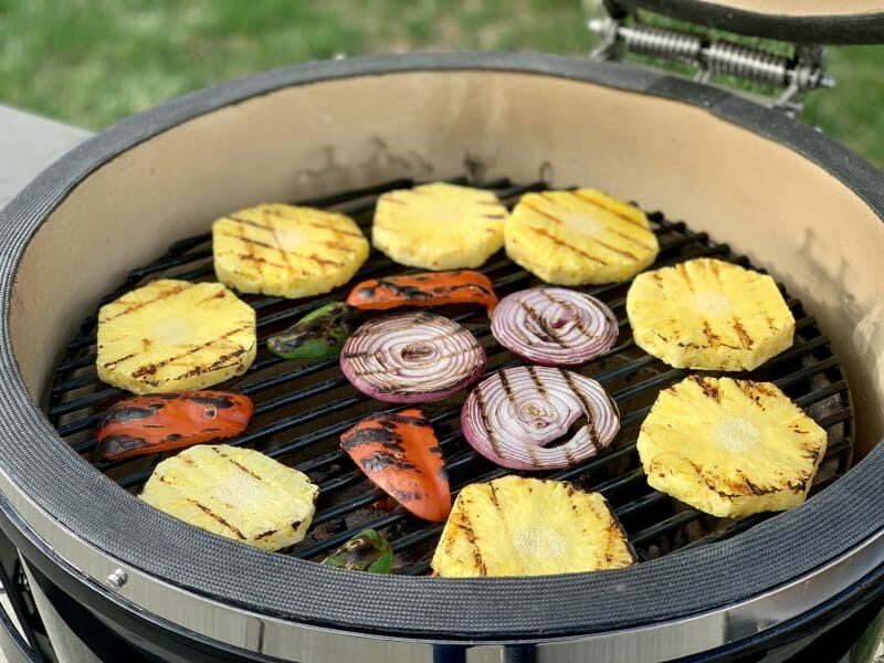 grilling fruits and veggies for pineapple salsa